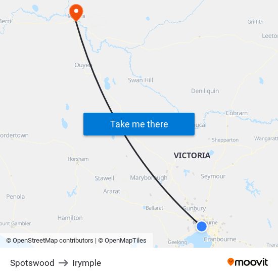 Spotswood to Irymple map