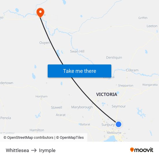 Whittlesea to Irymple map