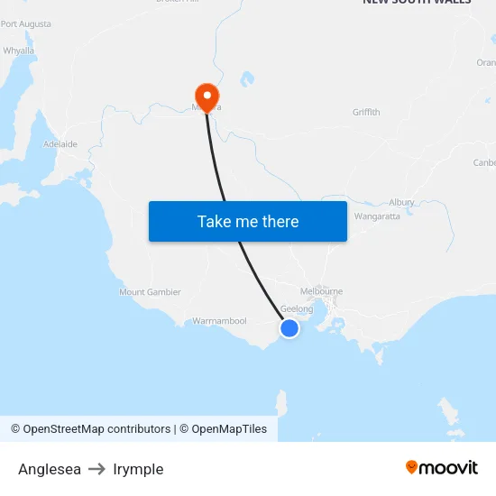 Anglesea to Irymple map