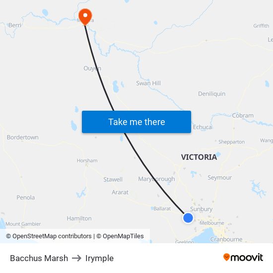 Bacchus Marsh to Irymple map