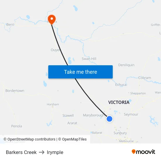 Barkers Creek to Irymple map