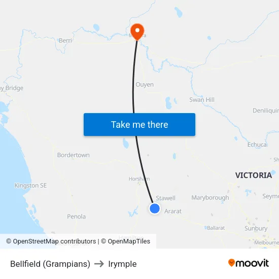 Bellfield (Grampians) to Irymple map