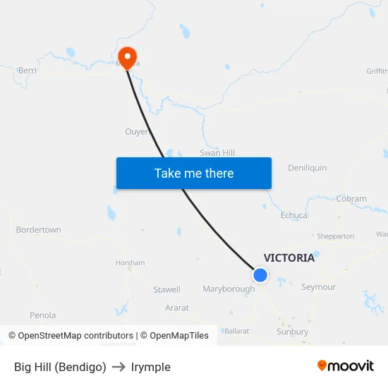 Big Hill (Bendigo) to Irymple map