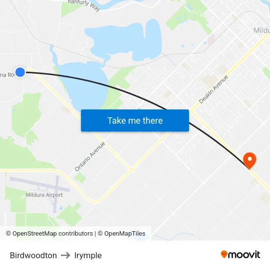 Birdwoodton to Irymple map