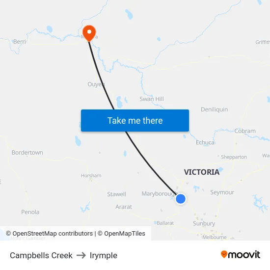 Campbells Creek to Irymple map