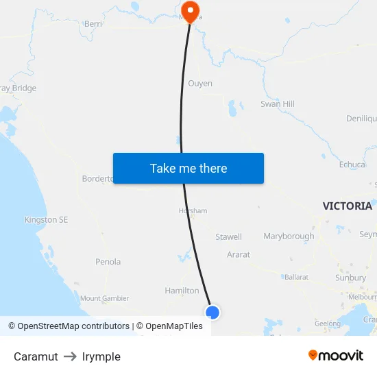 Caramut to Irymple map