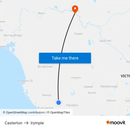 Casterton to Irymple map