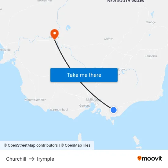 Churchill to Irymple map