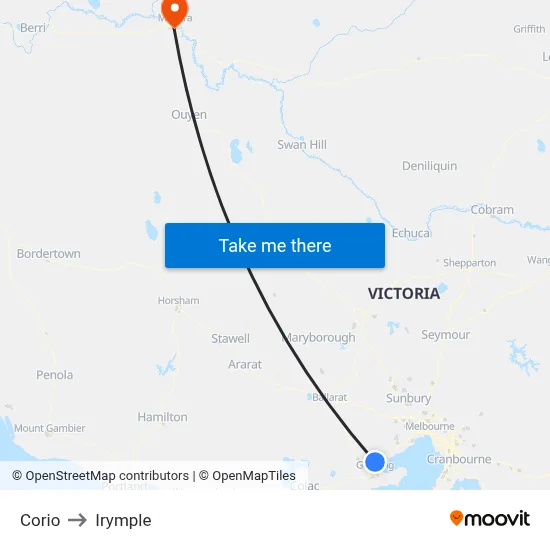 Corio to Irymple map