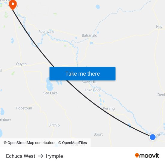 Echuca West to Irymple map