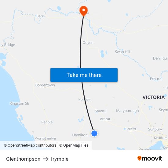 Glenthompson to Irymple map