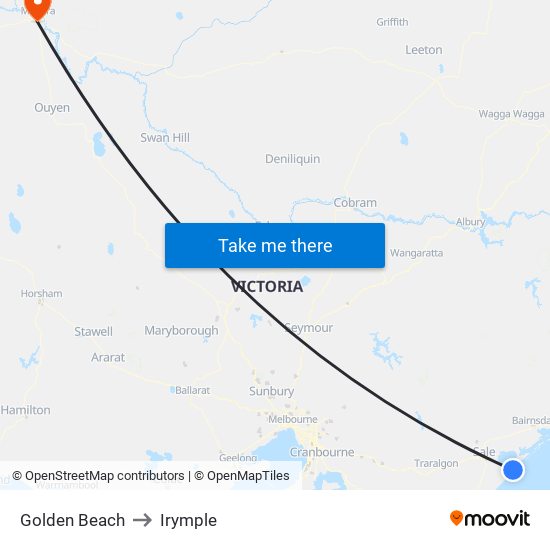 Golden Beach to Irymple map