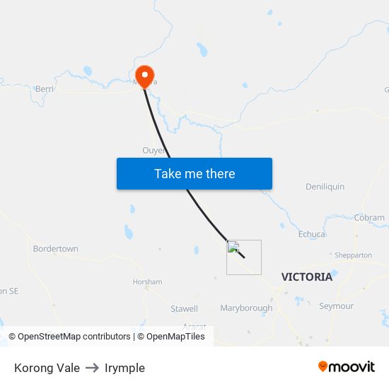 Korong Vale to Irymple map