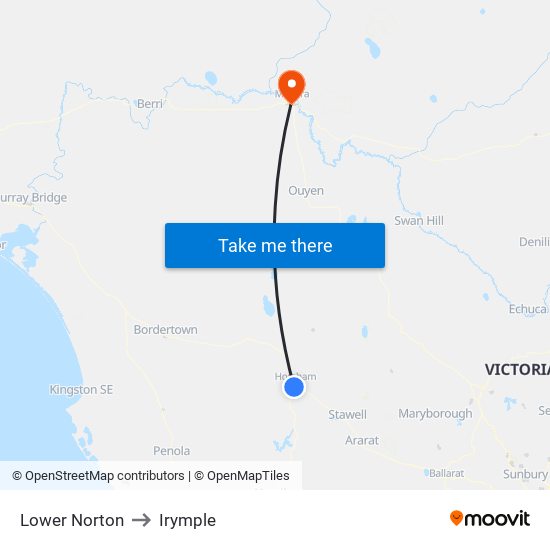 Lower Norton to Irymple map