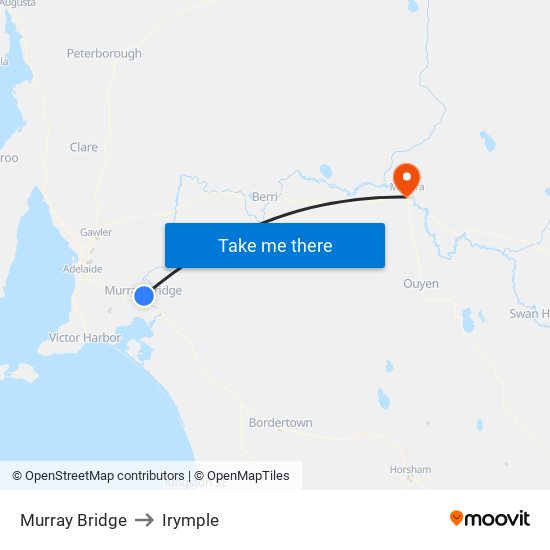 Murray Bridge to Irymple map