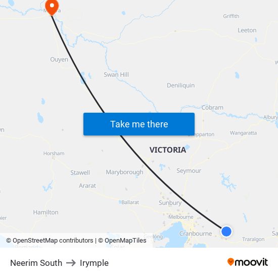 Neerim South to Irymple map