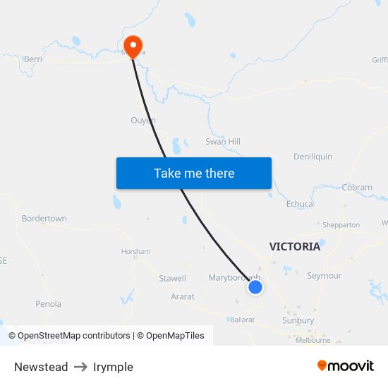 Newstead to Irymple map