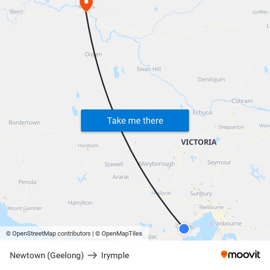 Newtown (Geelong) to Irymple map