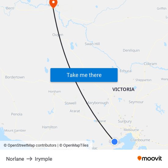 Norlane to Irymple map