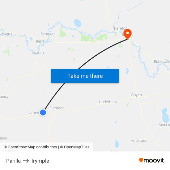 Parilla to Irymple map