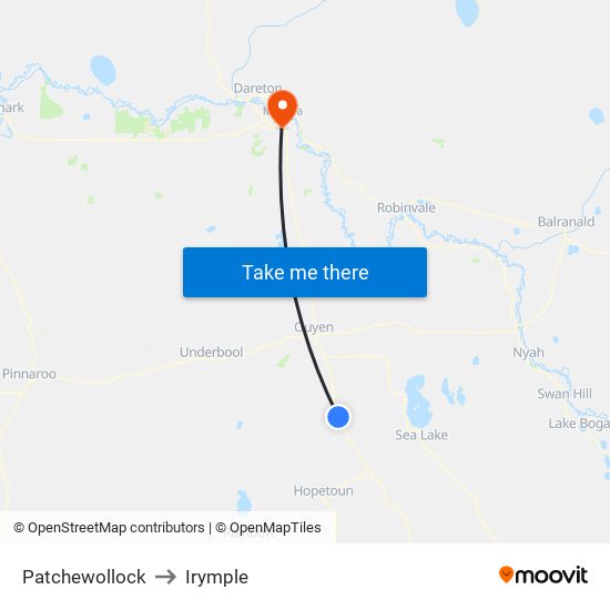 Patchewollock to Irymple map