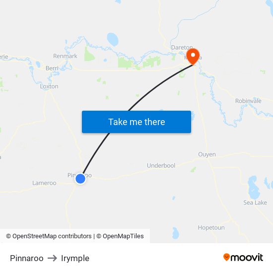 Pinnaroo to Irymple map