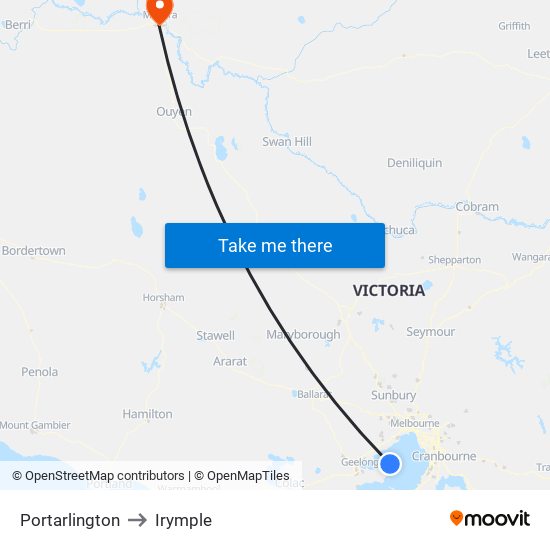 Portarlington to Irymple map