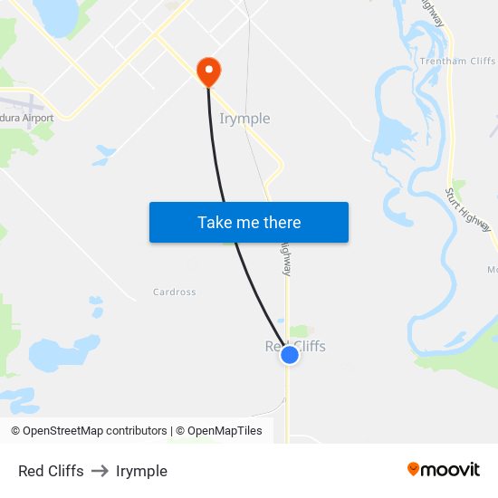 Red Cliffs to Irymple map