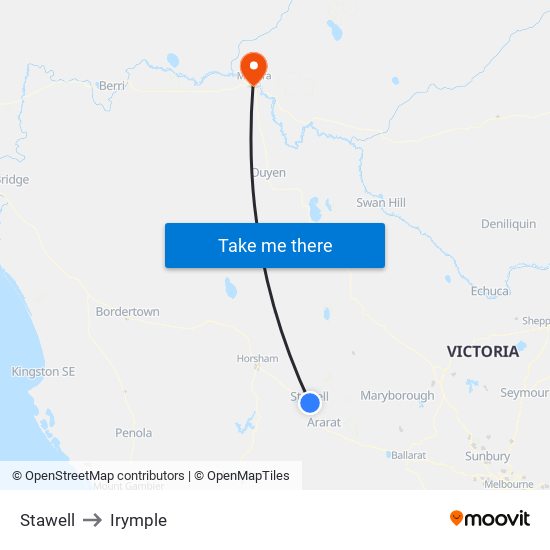 Stawell to Irymple map