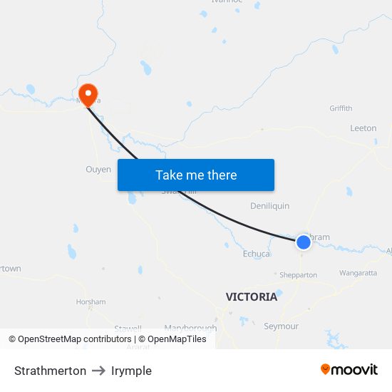 Strathmerton to Irymple map