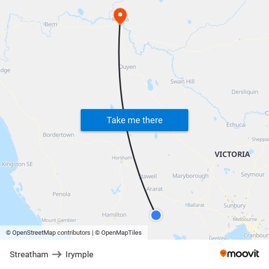 Streatham to Irymple map