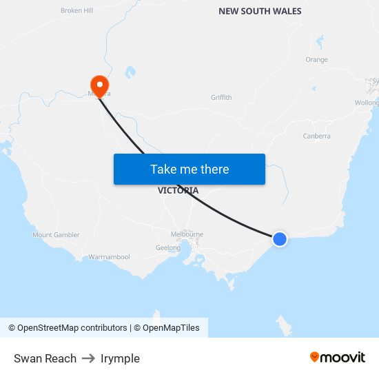 Swan Reach to Irymple map