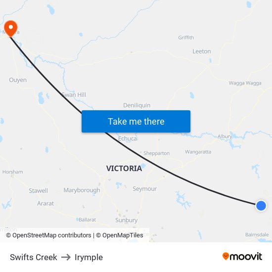 Swifts Creek to Irymple map