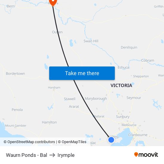 Waurn Ponds - Bal to Irymple map