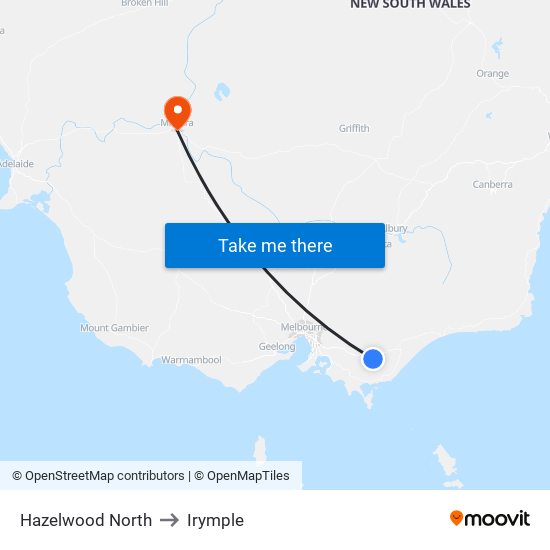 Hazelwood North to Irymple map