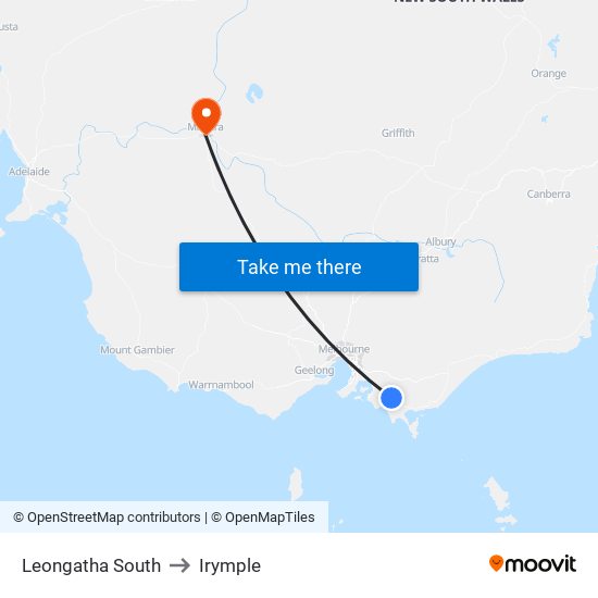 Leongatha South to Irymple map