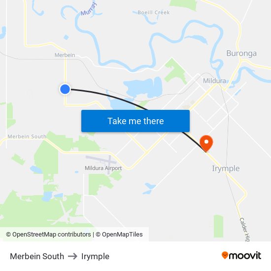Merbein South to Irymple map