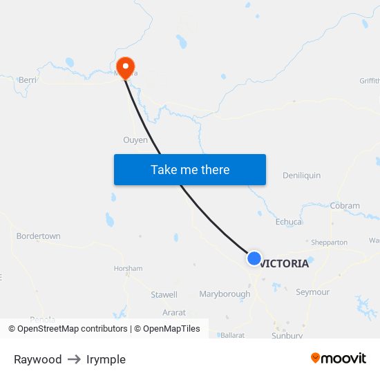 Raywood to Irymple map