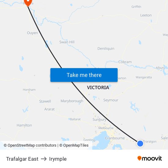 Trafalgar East to Irymple map