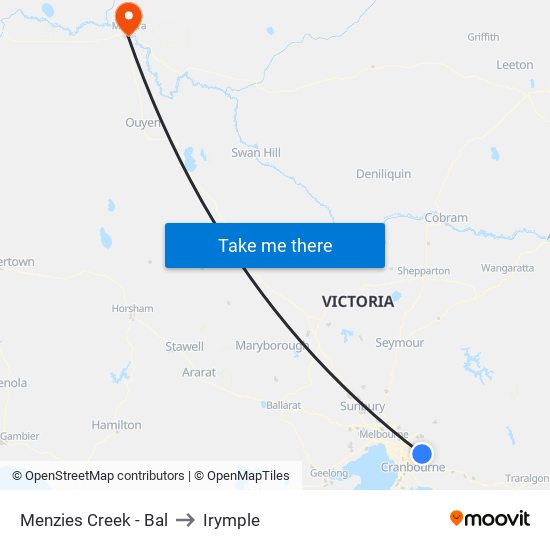 Menzies Creek - Bal to Irymple map