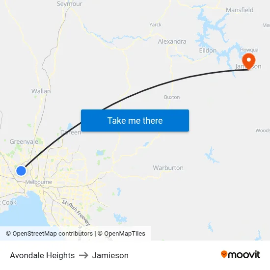 Avondale Heights to Jamieson map