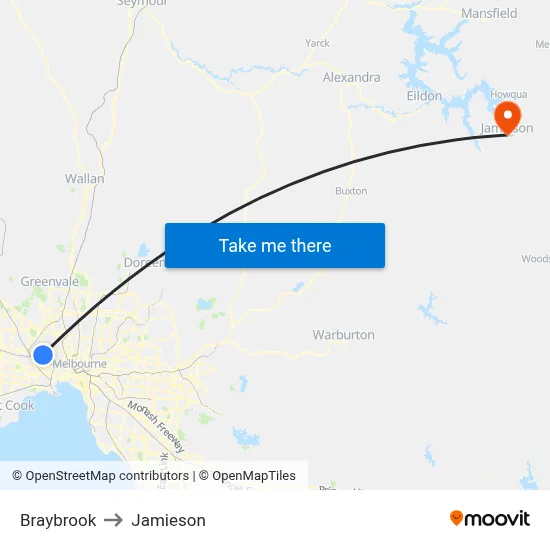 Braybrook to Jamieson map