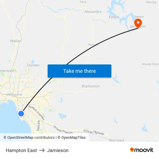 Hampton East to Jamieson map