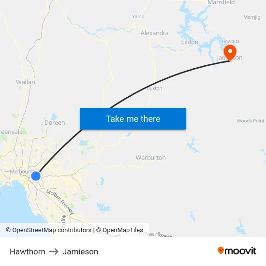 Hawthorn to Jamieson map