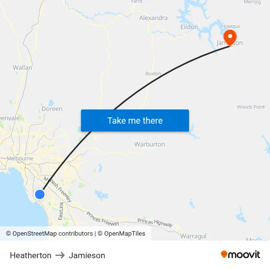 Heatherton to Jamieson map