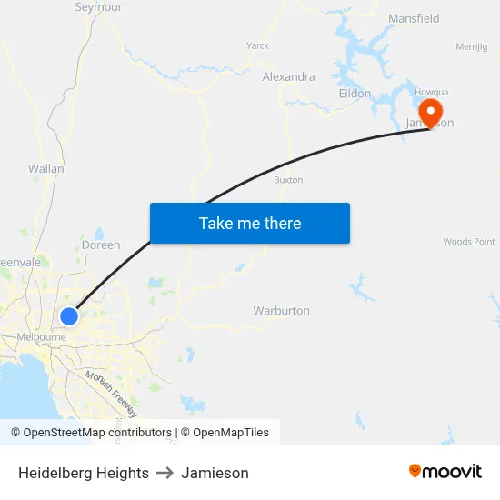 Heidelberg Heights to Jamieson map