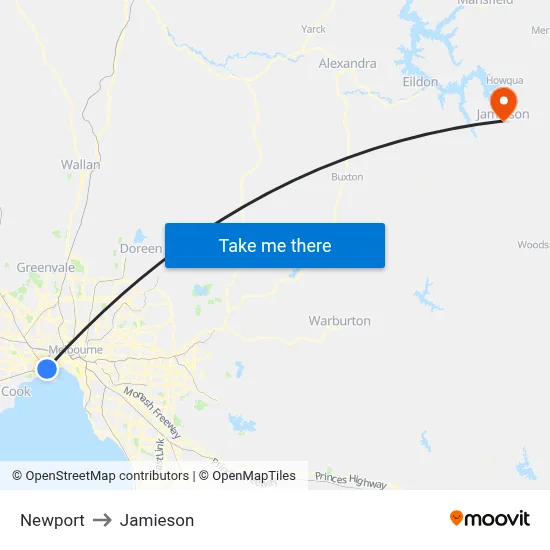 Newport to Jamieson map