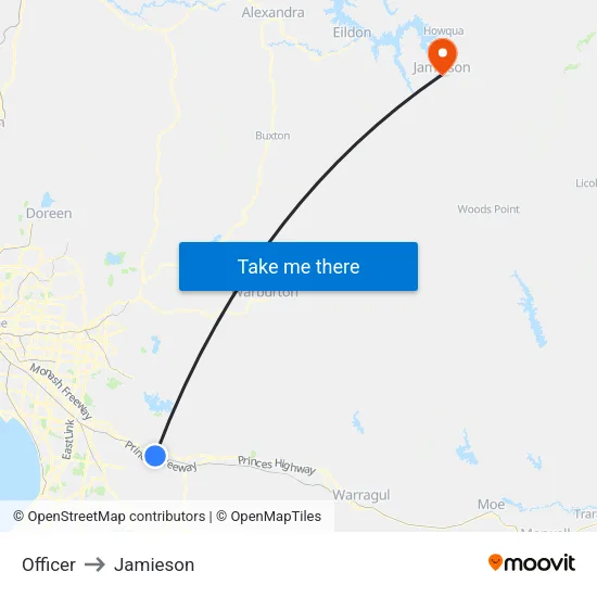 Officer to Jamieson map
