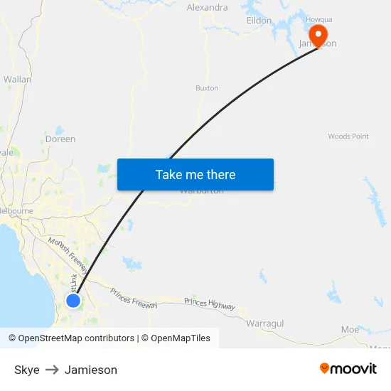 Skye to Jamieson map