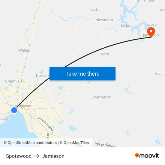 Spotswood to Jamieson map